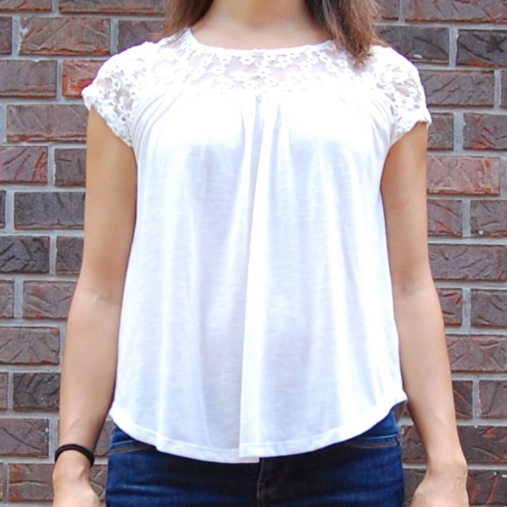 White Love Fire Lace Top Size S